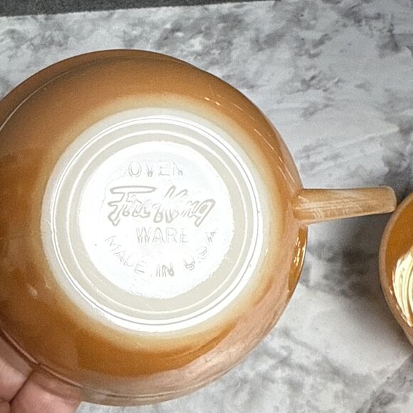 Fire King Peach Luster Vintage Teacup Small Bowls Mini Pie Lot of 4 - Picture 7 of 12